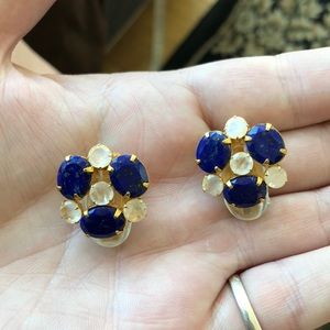 NWOT Bounkit Lapis & Moonstone Cluster Earrings